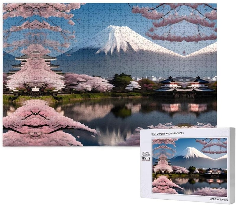 لغز جبل فوجي في أوائل الربيع 1000 قطعة للبالغين ديكور المنزل 29.5 × 19.7 بوصة - Image 1